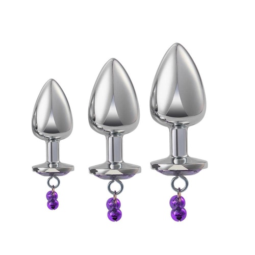 3PCs Metal Double Bells Jewel Anal Plug Set Adult Toy