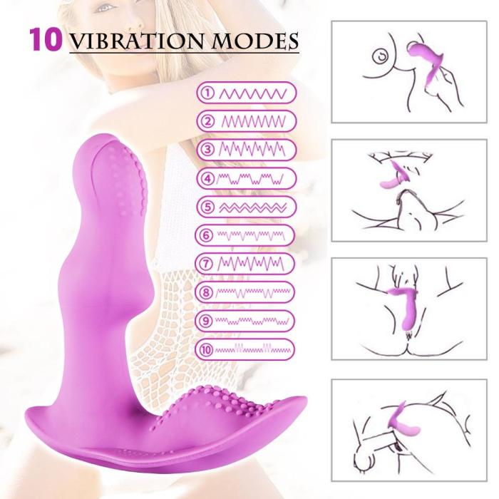 Wireless Remote Control Butterfly Vibrator with Imitation Tongue Particles