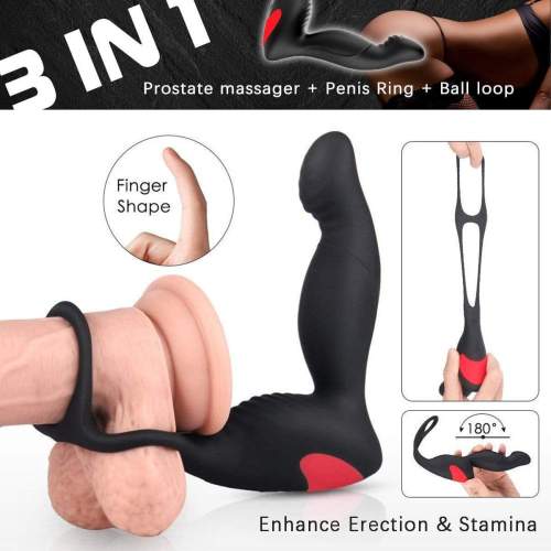 3IN1 Remote Control Prostate Massager With Penis Ring
