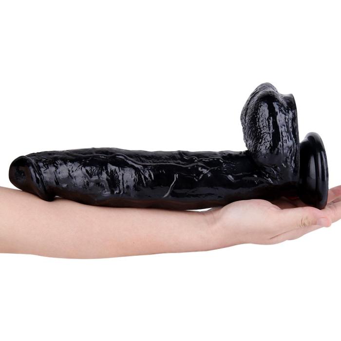 12 Inch Long Black Sucktion Cup Realistic Dildo