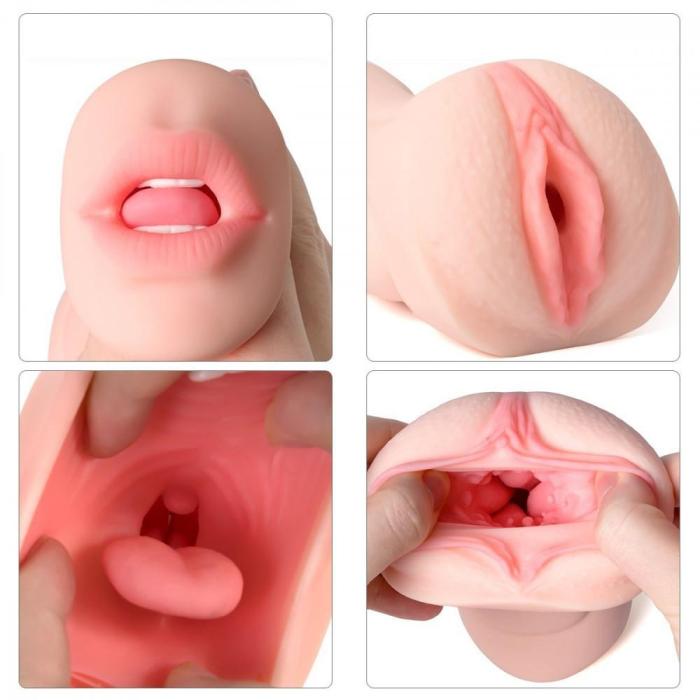 Blowjoblove 8.2 Inch 2-in-1 Realistic Mouth Clitoris Masturbation Pocket Pussy