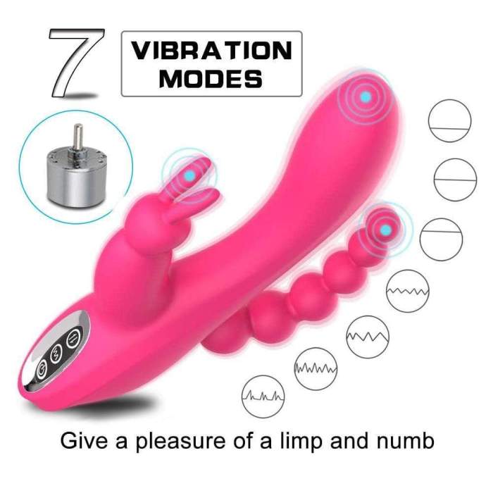 12 Functions Rabbit Vibrator G-spot Clit and P-spot Anal Vibrator Triple Curve