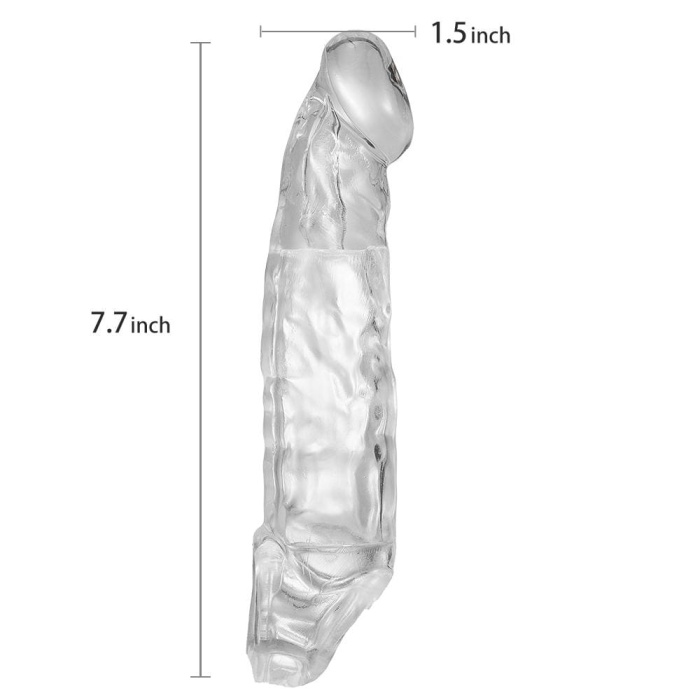 7.8 Inch Clear Textured Thicken Lengthen Penis Enhancement Sleeve