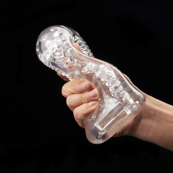 5.5 Inch Clear Male Masturbator with Larger Accommodating Zone