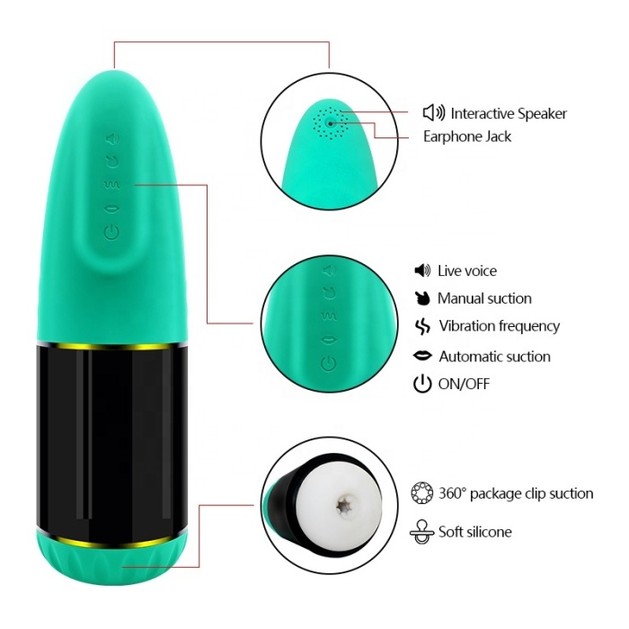 Bullet-shaped Silicone Exterior Sucking Vibration Masturbator