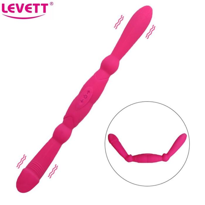 LEVETT Double Ended Vibrator For Lesbian Long Dual Dildo Vibrating Anal G Spot Stimulator Tools Adult Sex Toys for Woman femme