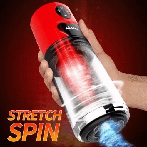 Telescopic Rotating Masturbator with Interactive Voice