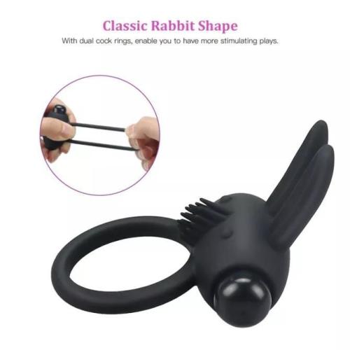 Rabbit Silicone Vibrating Cock Ring for Male and Couples