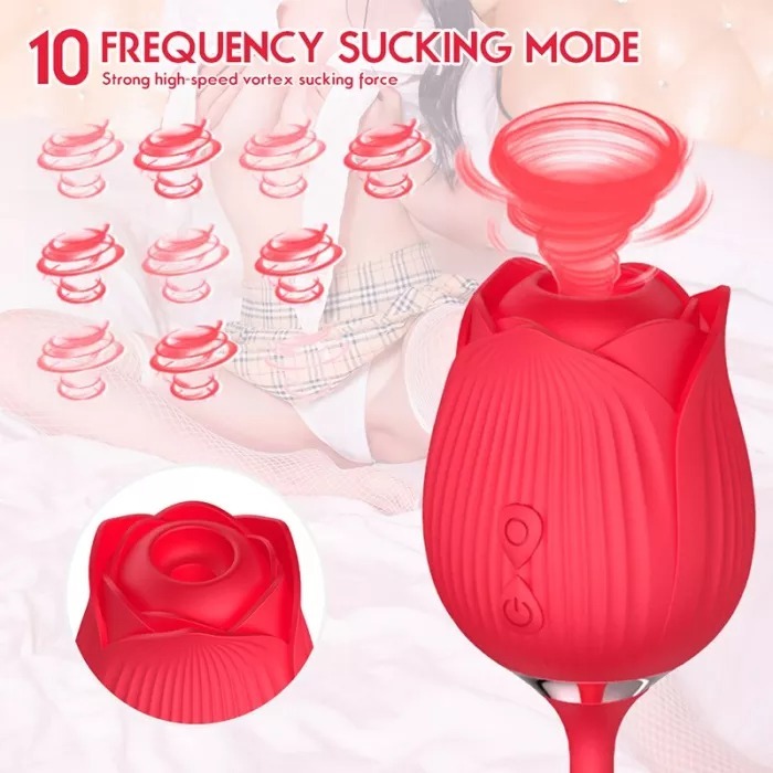 Double Head 10 Speed Sucking Licking Rose Vibrator