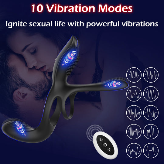 Buyging™ Penis Ring for Couple 3IN1 Vibrating Glans Exerciser with 10 Modes