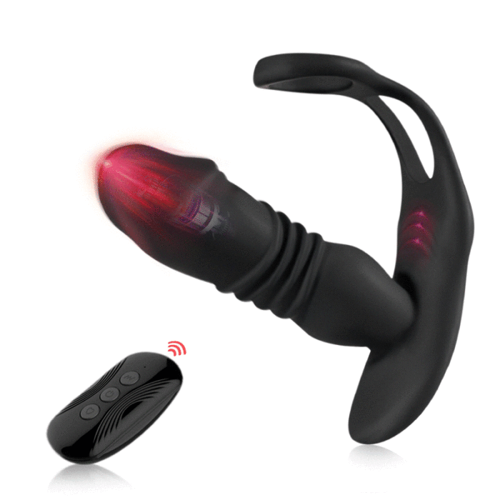 US$ 52.99 - 12 Vibrating 3 Thrusting Prostate Massager With Dual Cock Rings  - www.buyging.com