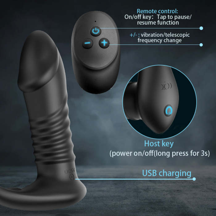 Buyging™ 10 Thrilling Vibration 3 Thrusting Silicone Remote Control Anal Vibrator