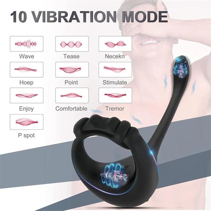 3IN1 Remote Control 10 Vibrating Cock Ring & Anal Vibrator 