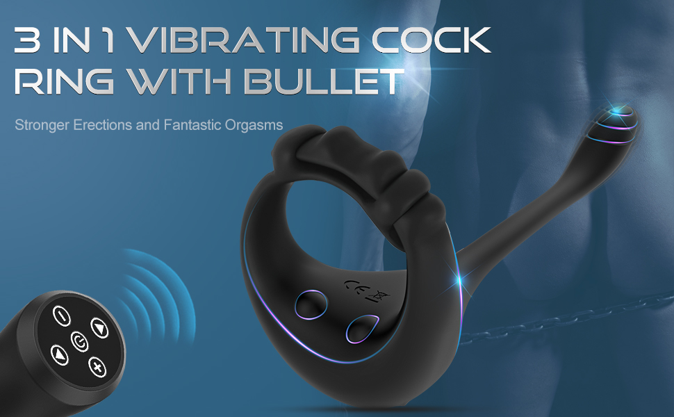 3IN1 Remote Control 10 Vibrating Cock Ring With Bullet