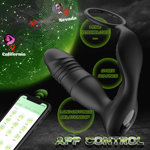 Buyging™ APP/Controller & 9-Telescopic /Vibration & Cock Rings Prostate Massager
