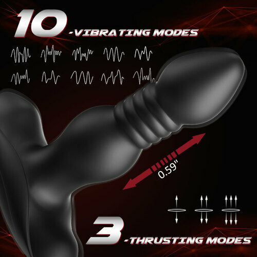 10 Vibrating 3 Thrusting Remote Control Anal Vibrator