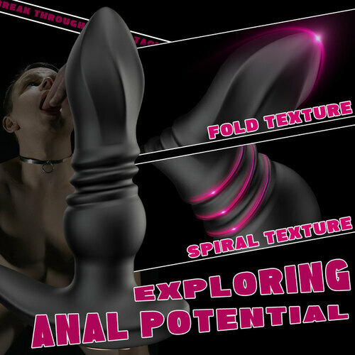 7 Thrusting 7 Vibrating Drill Spirals Double Cock Rings Prostate Massager