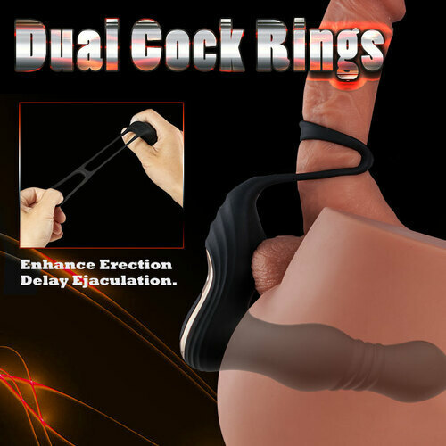 Buyging™ THOR 3 Thrusting 10 Vibrating Dual Cock Rings Prostate Massager