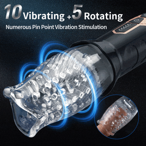 2023 Newest 5 Rotating 10 Vibrating Transparent sleeve Oral Sex Cup