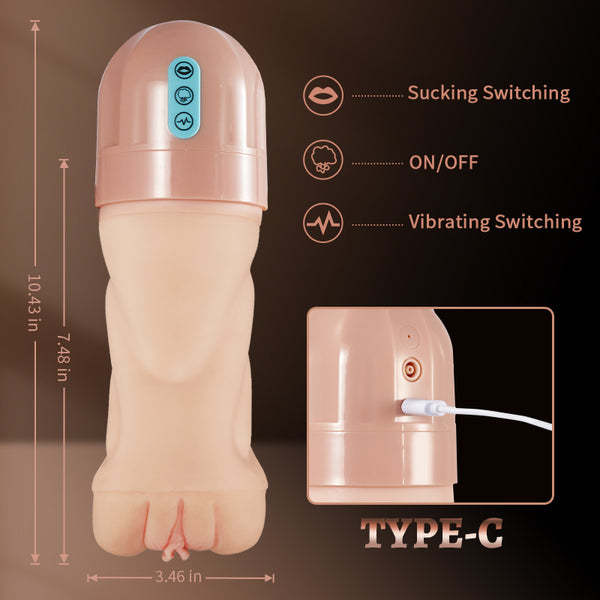 Buyging™ OLIVER 5 Sucking 10 Vibrating Simulated Vagina Masturbator and Pussy Pocket