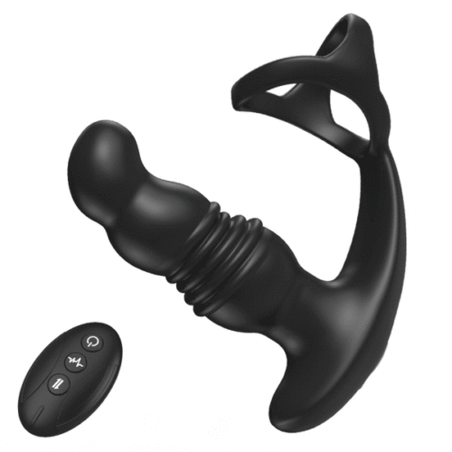 7 Vibrating 3 Thrusting Anal Massager with Cock Ring
