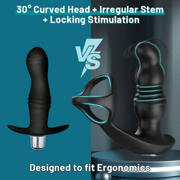 Buyging™ 7 Vibrating 3 Thrusting Anal Massager with Cock Ring