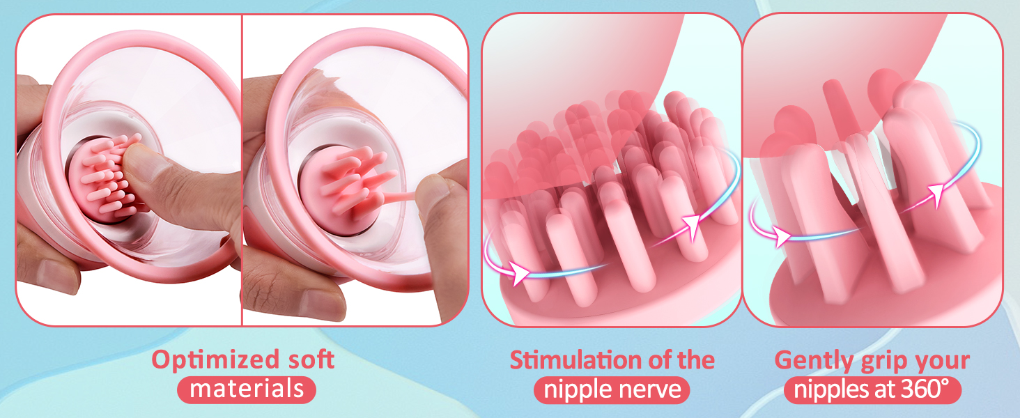 BuyGing Vibrating Sucking 360° Rotational Stimulation Nipple Toy Clamps