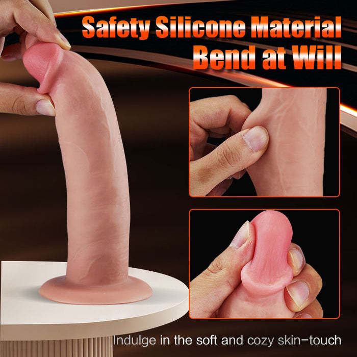 Buyging™ Fully Foreskin 10 Vibrating Dildo with Suction Cup Base 7.36 Inch