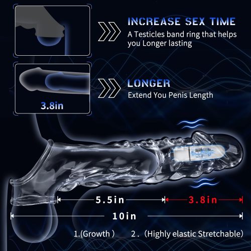 Buyging™ 3.6 Inch Clear Penis Sleeve Cock Ring Extender Ultra-Soft Penis Enlarger for Couples
