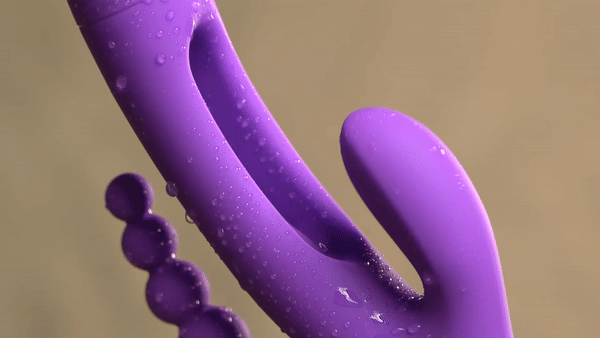 BuyGing Rabbit Tapping G-spot Vibrator with Anal Beads for Triple Stimulations