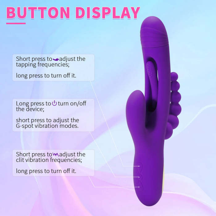BuyGing Rabbit Tapping G-spot Vibrator with Anal Beads for Triple Stimulations