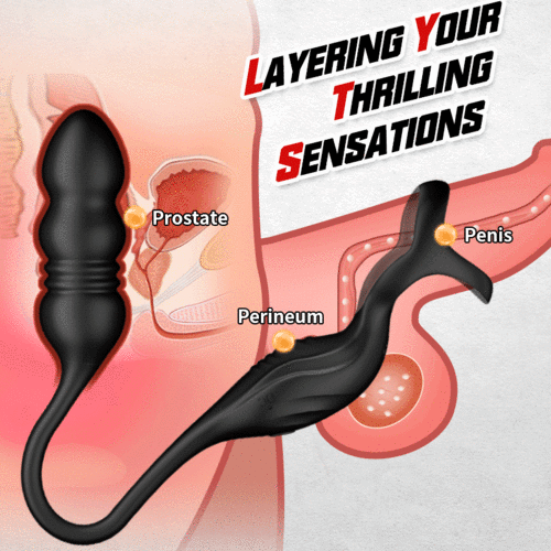 Buyging™ Wearable 9 Thrusting 9 Vibrating Prostate Massager with Dual Cock Rings