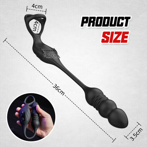 Buyging™ Wearable 9 Thrusting 9 Vibrating Prostate Massager with Dual Cock Rings