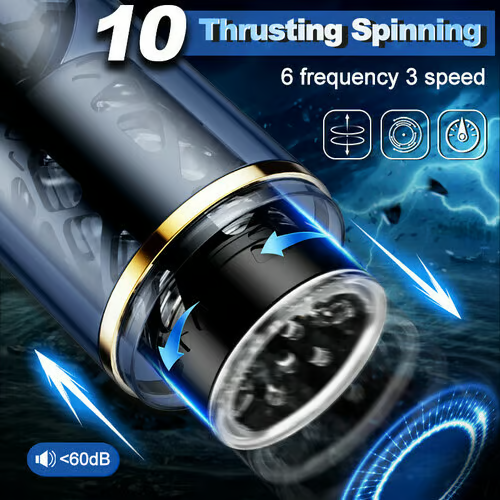 Swordsman 10 Thrusting Spinning Suction Cup Hands Free Male Sex Toys Automatic Male Masturbator