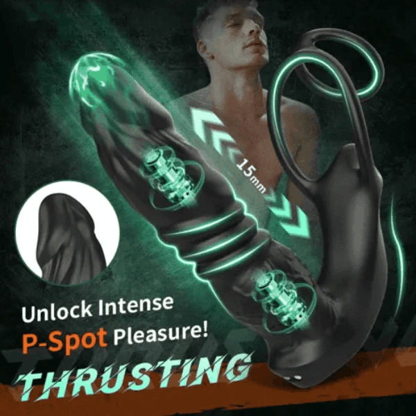 Bluetooth App Control 9 Vibrating Thrusting Dual Ring Prostate Massager