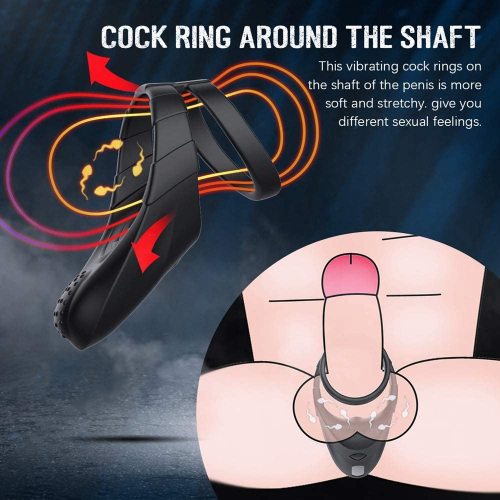 10 Vibration Modes Double Penis Ring Vibrator with Taint Teaser