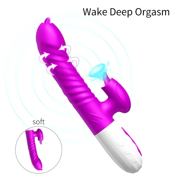 Double Tongue Vibrating dildo with Telescopic Rotating vibrators
