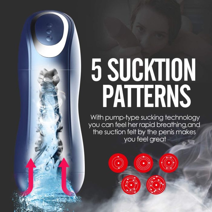 Electric Male Masturbator Cup with 5 Powerful Vacuum Suction 7 Vibrating Modes Oral Masturbators