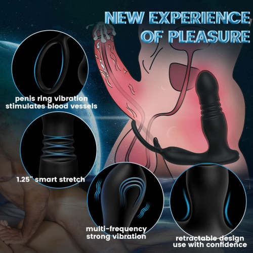 GURIN 7 Vibrations & 7 Thrusts Cock Ring Prostate Massager