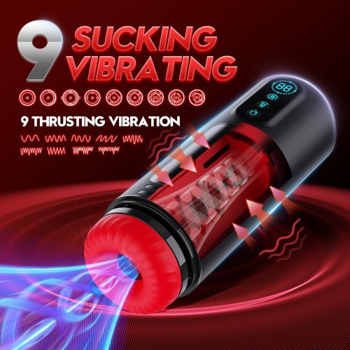 Automatic Male Masturbator - Men Penis Pump with 9 Sucking & Thrusting & Vibrating Modes & Heating Function