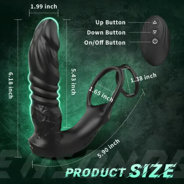 Edenlegend™ Bluetooth App Control 9 Vibrating Thrusting Dual Ring Prostate Massager