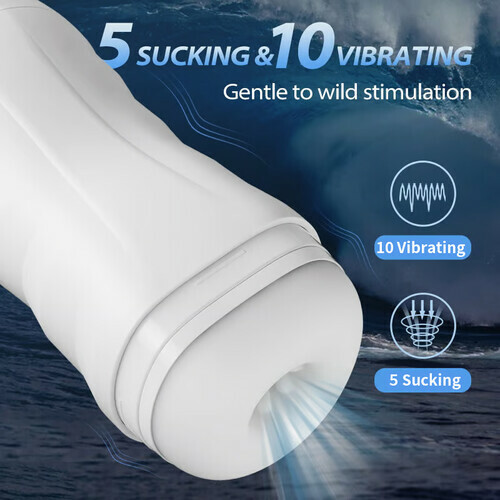 Eternal 5 Sucking 10 Vibrating Male Masturbators White Sex Toys