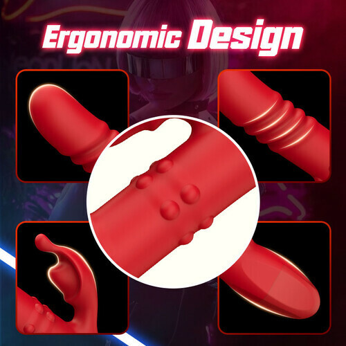 Edenlegend Cherry Red Dual Rotating Bead 10 Vibrating 6 Thrusting G Spot Vibrator