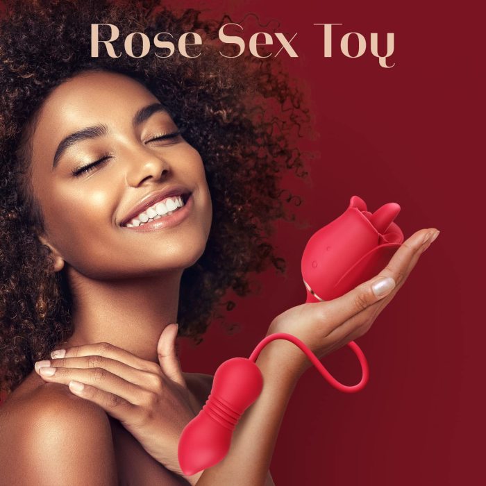 3IN1 Rose Sex Toys  Games Clitoral Nipple Licker Vibrator for Women with 9 Tongue Licking & Thrusting Dildo G Spot Vibrators