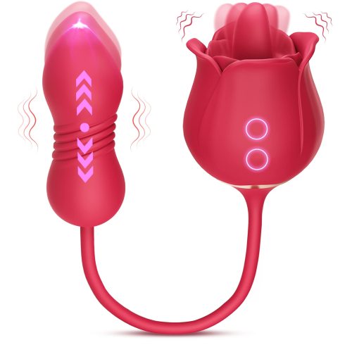 3IN1 Rose Sex Toys  Games Clitoral Nipple Licker Vibrator for Women with 9 Tongue Licking & Thrusting Dildo G Spot Vibrators