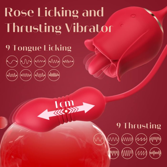 3IN1 Rose Sex Toys  Games Clitoral Nipple Licker Vibrator for Women with 9 Tongue Licking & Thrusting Dildo G Spot Vibrators