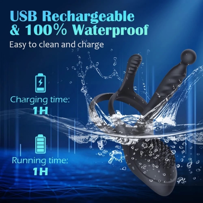 Edenlegend™ Surge Ring – 10-Mode Dual-Motor Vibrating Cock Ring, Remote Version, Silicone + ABS