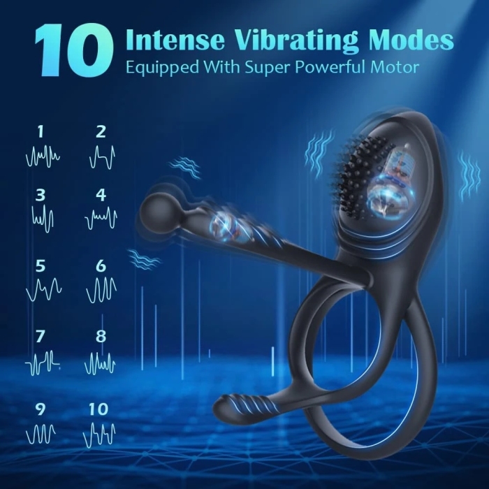Edenlegend™ Surge Ring – 10-Mode Dual-Motor Vibrating Cock Ring, Remote Version, Silicone + ABS
