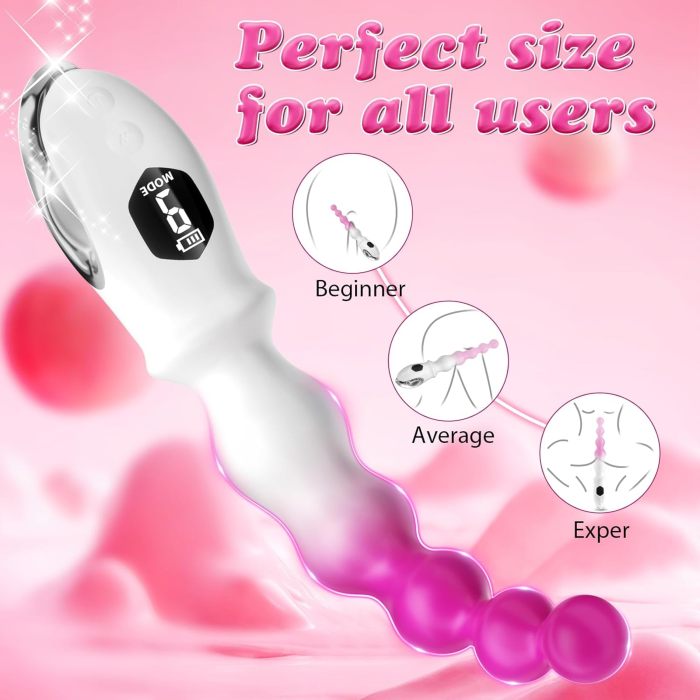 Edenlegend™ GlowBeads – Digital Display Vibrating Bead Wand, 10 Modes, Gradient Silicone + ABS, IPX6