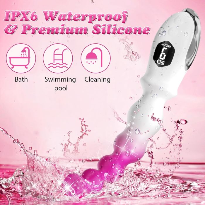 Edenlegend™ GlowBeads – Digital Display Vibrating Bead Wand, 10 Modes, Gradient Silicone + ABS, IPX6